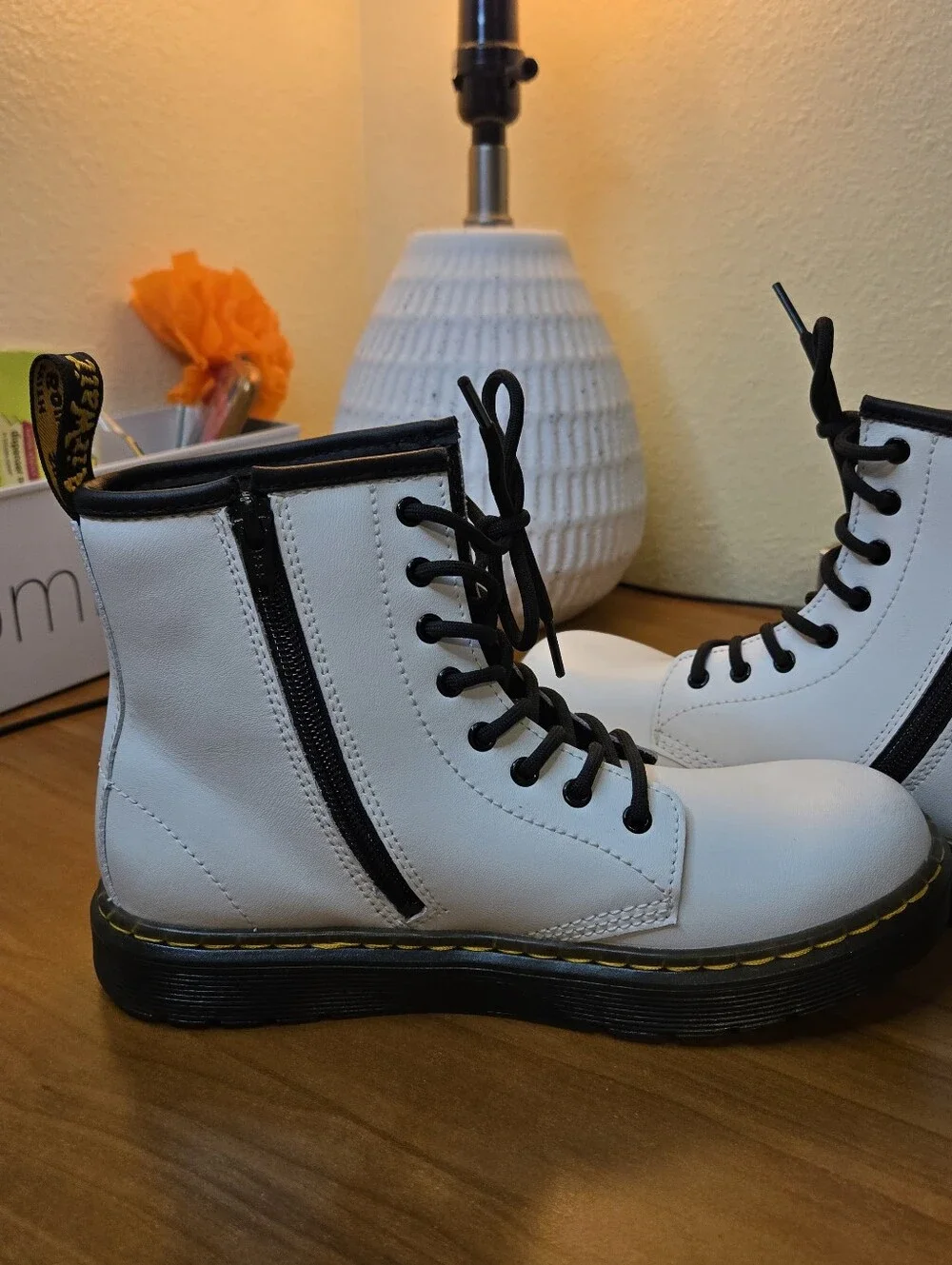 Dr. Martens Zavala Combat Boots in White Size:  US4M 